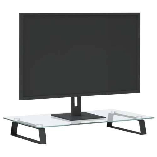 Stalak za monitor crni 60x35x8 cm kaljeno staklo i metal Cijena