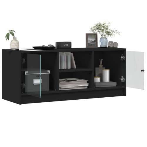 TV ormarić sa staklenim vratima crni 102x37x42 cm - Crna 1 Cijena