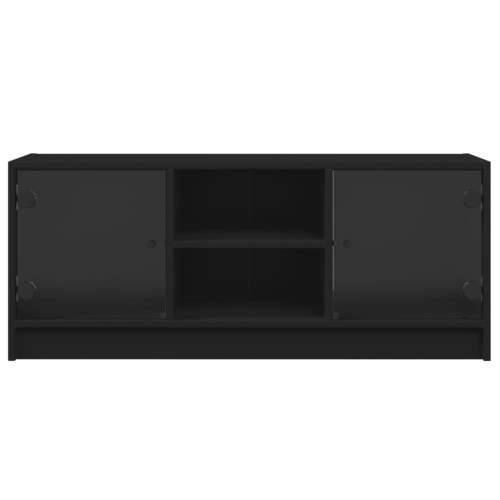 TV ormarić sa staklenim vratima crni 102x37x42 cm - Crna 1 Cijena