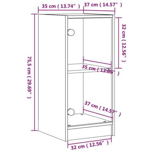 Bočni ormarić sa staklenim vratima boja hrasta 35x37x75,5 cm - sonoma hrast 1 Cijena
