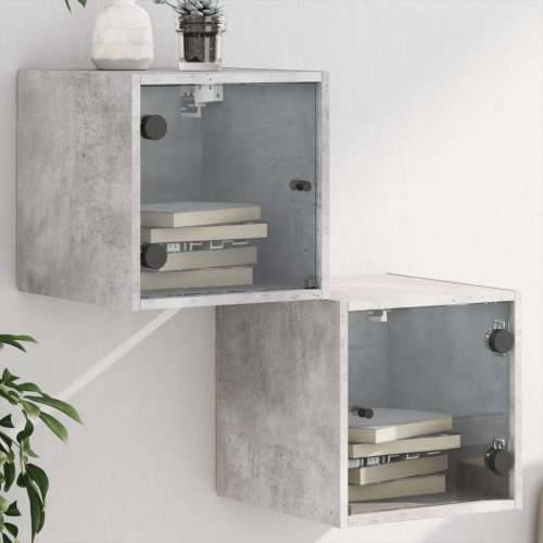 Noćni ormarići staklena vrata 2 kom boja betona 35x37x35 cm - Beton siva 2 Cijena