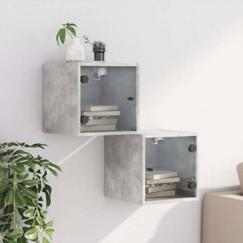 Noćni ormarići staklena vrata 2 kom boja betona 35x37x35 cm - Beton siva 2 Cijena