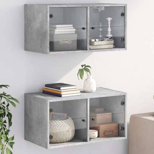 Zidni ormarići staklena vrata 2 kom boja betona 68,5x37x35 cm - Beton siva 2 Cijena