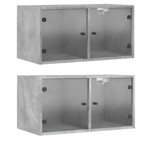 Zidni ormarići staklena vrata 2 kom boja betona 68,5x37x35 cm - Beton siva 2 Cijena
