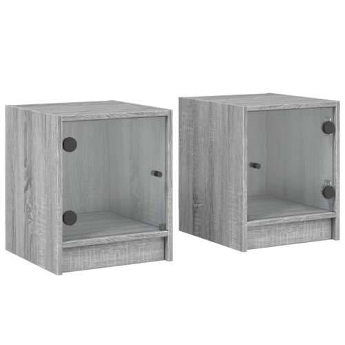 Noćni ormarići staklena vrata 2 kom boja hrasta 35 x 37 x 42 cm - Sivi hrast sonoma 2 Cijena