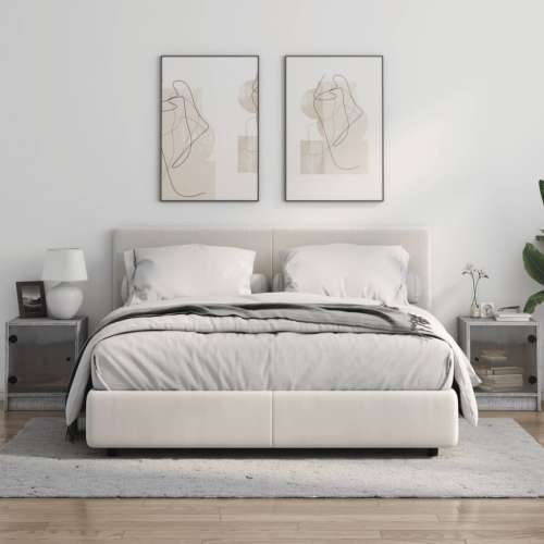 Noćni ormarići staklena vrata 2 kom boja hrasta 35 x 37 x 42 cm - Sivi hrast sonoma 2 Cijena