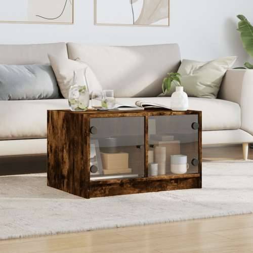Stolić za kavu sa staklenim vratima boja hrasta 68x50x42 cm - Dimljeni hrast 1 Cijena