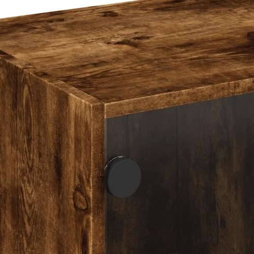 Stolić za kavu sa staklenim vratima boja hrasta 68x50x42 cm - Dimljeni hrast 1 Cijena