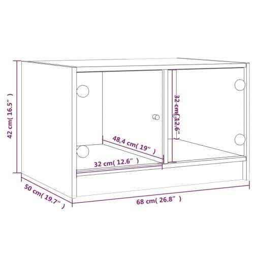 Stolić za kavu sa staklenim vratima boja hrasta 68x50x42 cm - Dimljeni hrast 1 Cijena