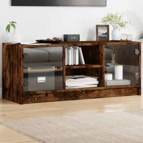 TV ormarić sa staklenim vratima boja hrasta 102x37x42 cm - Dimljeni hrast 1 Cijena