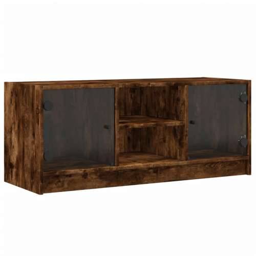 TV ormarić sa staklenim vratima boja hrasta 102x37x42 cm - Dimljeni hrast 1 Cijena