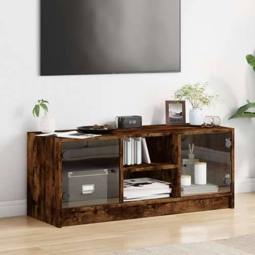 TV ormarić sa staklenim vratima boja hrasta 102x37x42 cm - Dimljeni hrast 1 Cijena