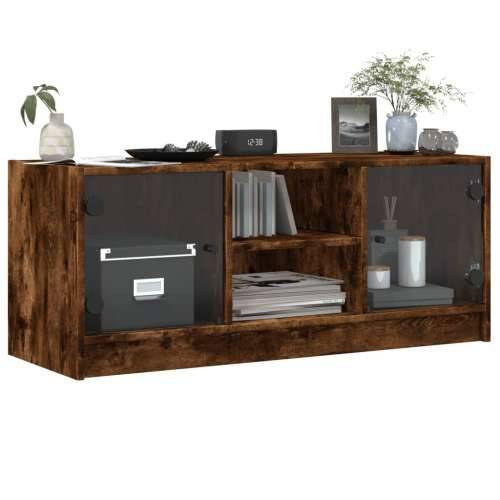 TV ormarić sa staklenim vratima boja hrasta 102x37x42 cm - Dimljeni hrast 1 Cijena