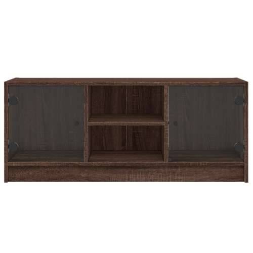 TV ormarić sa staklenim vratima smeđa boja hrasta 102x37x42 cm - Smeđi hrast 1 Cijena