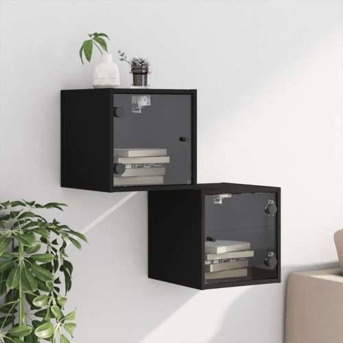 Noćni ormarići sa staklenim vratima 2 kom crni 35 x 37 x 35 cm - Crna 2 Cijena
