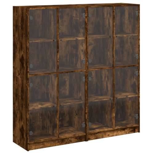 Regal za knjige s vratima boja hrasta 136x37x142 cm drveni - Dimljeni hrast 1 136 cm Cijena
