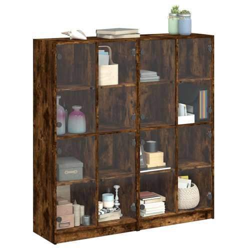 Regal za knjige s vratima boja hrasta 136x37x142 cm drveni - Dimljeni hrast 1 136 cm Cijena