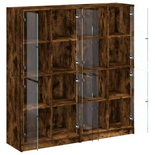 Regal za knjige s vratima boja hrasta 136x37x142 cm drveni - Dimljeni hrast 1 136 cm Cijena