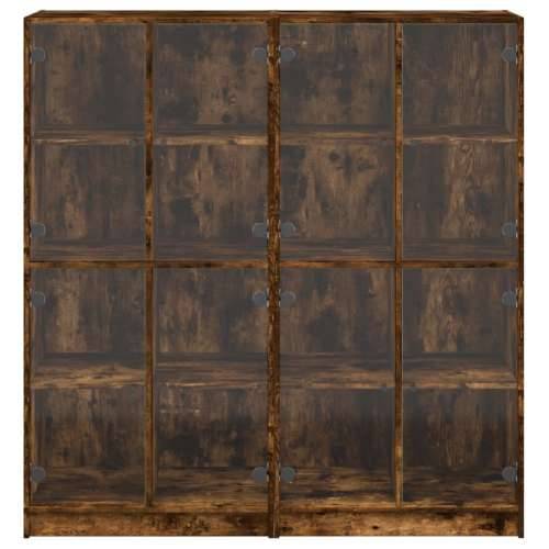 Regal za knjige s vratima boja hrasta 136x37x142 cm drveni - Dimljeni hrast 1 136 cm Cijena