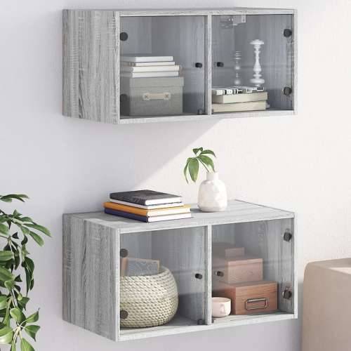Zidni ormarići staklena vrata 2 kom boja hrasta 68,5x37x35 cm - Sivi hrast sonoma 2 Cijena