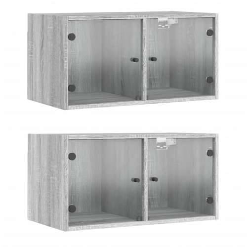 Zidni ormarići staklena vrata 2 kom boja hrasta 68,5x37x35 cm - Sivi hrast sonoma 2 Cijena
