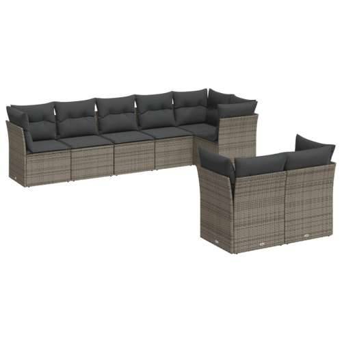 Vrtna garnitura - 8-dijelni set vrtnih sofa od poliratana s jastucima sivi - Siva Bez stola 1 Cijena