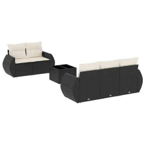 Vrtna garnitura - 6-dijelni set vrtnih sofa s jastucima crni od poliratana - Crna i krem 6 Cijena