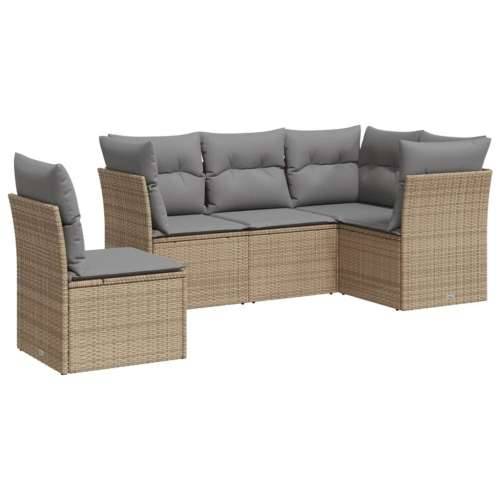 5-dijelni vrtni set sofa s jastucima bež od poliratana - bež i siva Bez stola 1 Cijena
