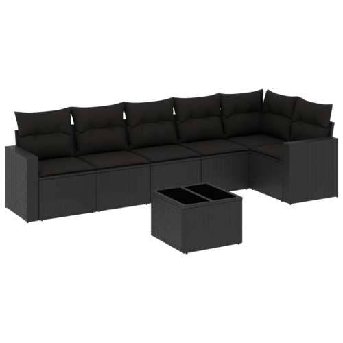 Vrtna garnitura - 7-dijelni set vrtnih sofa od poliratana s jastucima crni - Crna 1 Sa stolom Cijena
