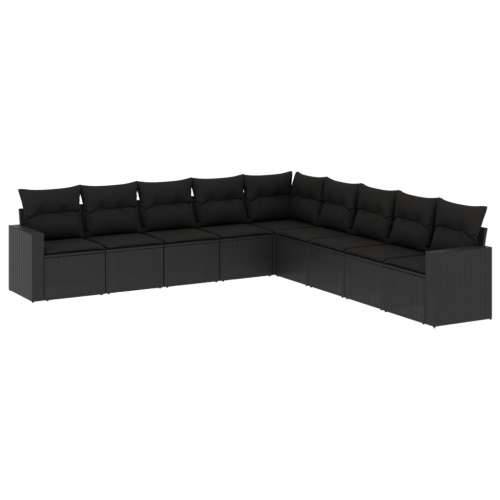 Vrtna garnitura - 9-dijelni set vrtnih sofa s jastucima crni od poliratana - Crna 1 Bez stola Cijena