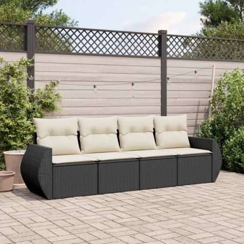 Vrtna garnitura - 4-dijelni set vrtnih sofa od poliratana s jastucima crni - Crna i krem Bez stola 1 Cijena