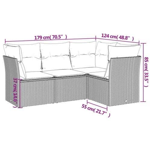 Vrtna garnitura - 4-dijelni set vrtnih sofa s jastucima bež od poliratana - bež i siva Bez stola 1 Cijena