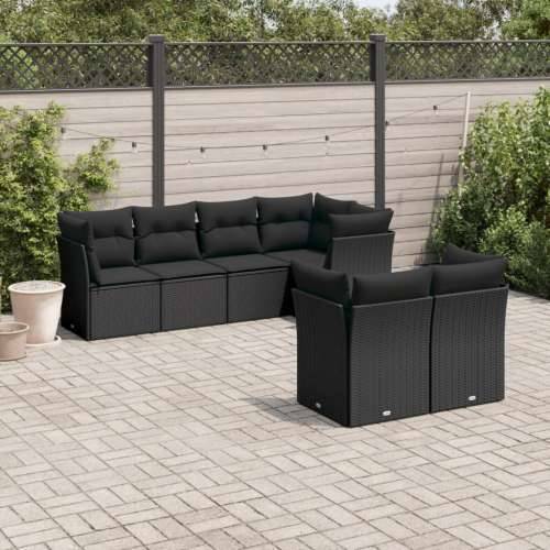 Vrtna garnitura - 7-dijelni set vrtnih sofa od poliratana s jastucima crni - Crna 7 Cijena