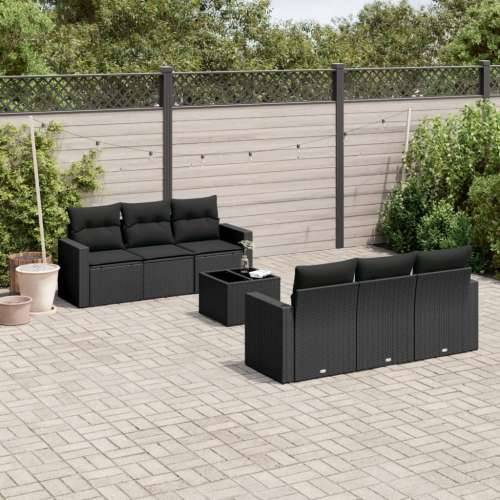 Vrtna garnitura - 7-dijelni set vrtnih sofa od poliratana s jastucima crni Cijena