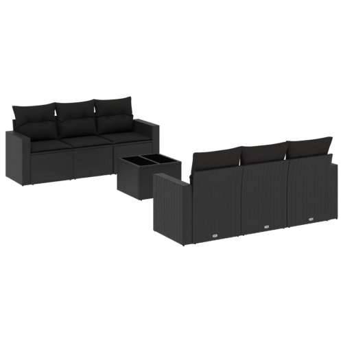 Vrtna garnitura - 7-dijelni set vrtnih sofa od poliratana s jastucima crni Cijena