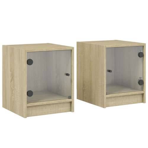 Noćni ormarići staklena vrata 2 kom boja hrasta 35 x 37 x 42 cm - sonoma hrast 2 Cijena