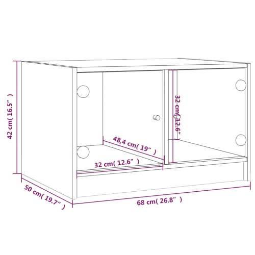 Stolić za kavu sa staklenim vratima boja hrasta 68x50x42 cm - Sivi hrast sonoma 1 Cijena
