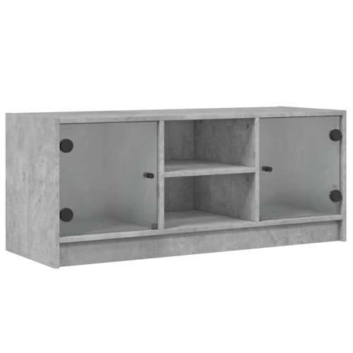TV ormarić sa staklenim vratima boja betona 102x37x42 cm - Beton siva 1 Cijena