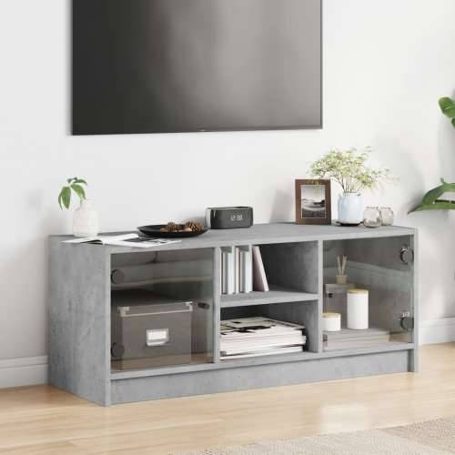TV ormarić sa staklenim vratima boja betona 102x37x42 cm - Beton siva 1 Cijena