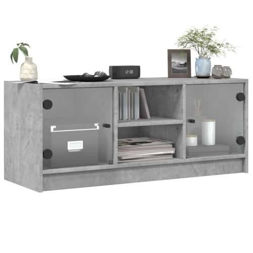 TV ormarić sa staklenim vratima boja betona 102x37x42 cm - Beton siva 1 Cijena