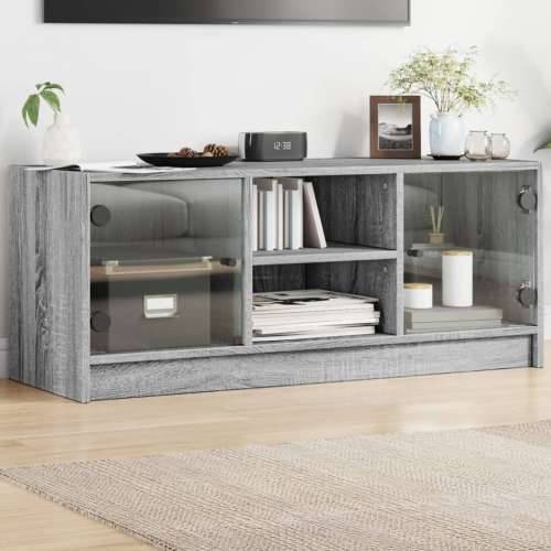 TV ormarić sa staklenim vratima siva boja hrasta 102x37x42 cm - Sivi hrast sonoma 1 Cijena