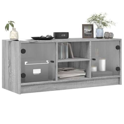 TV ormarić sa staklenim vratima siva boja hrasta 102x37x42 cm - Sivi hrast sonoma 1 Cijena