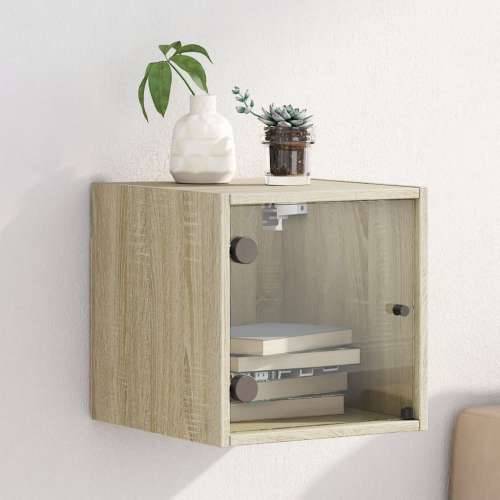 Noćni ormarić sa staklenim vratima boja hrasta 35 x 37 x 35 cm - sonoma hrast 1 Cijena