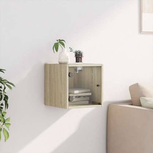 Noćni ormarić sa staklenim vratima boja hrasta 35 x 37 x 35 cm - sonoma hrast 1 Cijena