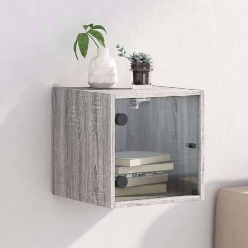 Noćni ormarić sa staklenim vratima boja hrasta 35 x 37 x 35 cm - Sivi hrast sonoma 1 Cijena