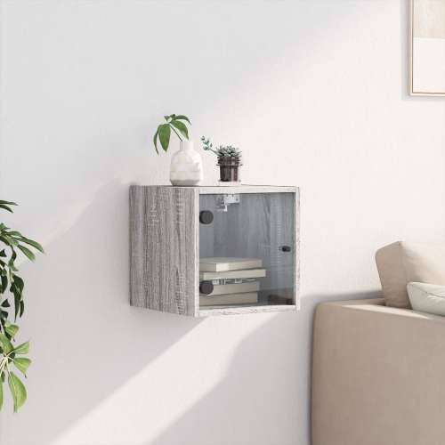 Noćni ormarić sa staklenim vratima boja hrasta 35 x 37 x 35 cm - Sivi hrast sonoma 1 Cijena