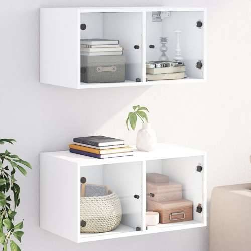 Zidni ormarići sa staklenim vratima 2 kom bijeli 68,5x37x35 cm - Bijela 2 Cijena