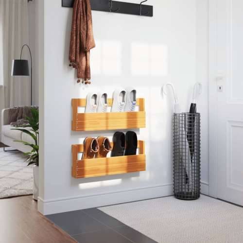 Zidni stalci za cipele 2 kom voštano smeđi 59x9x23 cm borovina - Voštano smeđa 2 59 cm 1 Cijena