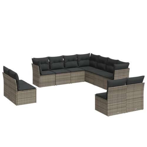 Vrtna garnitura - 11-dijelni set vrtnih sofa od poliratana s jastucima sivi - Siva Bez stola 1 Cijena