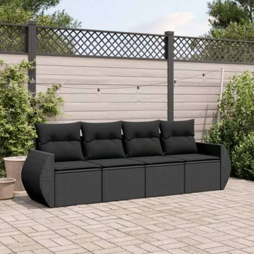 Vrtna garnitura - 4-dijelni set vrtnih sofa od poliratana s jastucima crni - Crna Bez stola 1 Cijena